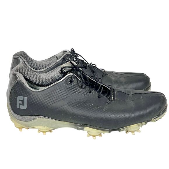Footjoy FJ DNA Helix Spiked Golf Shoes Mens 9 Black Leather 53455 Used - Picture 2 of 8